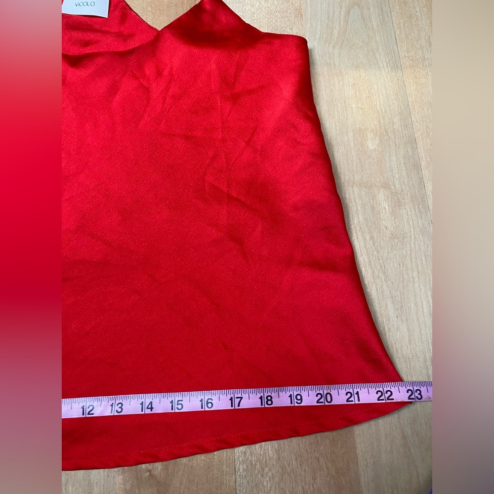 Vicolo Red Cami Top Made in Italy Silky Spaghetti Strap Tank - Picture 16 of 16